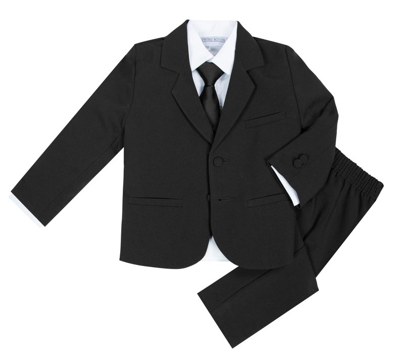 Spring Notion Baby Boys' Classic Fit Formal Black Dress Suit Set 12M (Medium) - Image 1